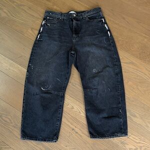 BANANA REPUBLIC MID-RISE BARREL ANKLE JEAN- Washed Black 29